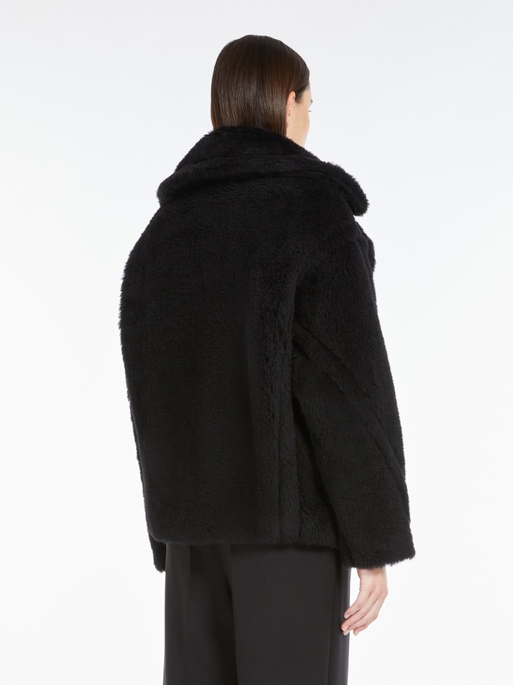 Teddy fabric biker jacket - 黑色 - Marina Rinaldi - 3