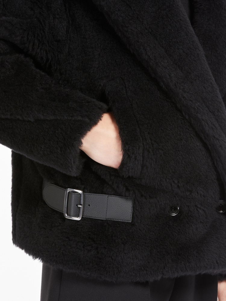 Teddy fabric biker jacket - 黑色 - Marina Rinaldi - 4