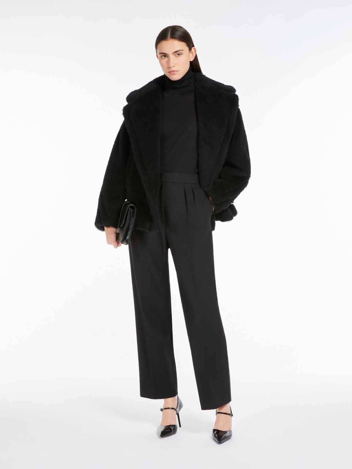 Teddy fabric biker jacket - 黑色 - Marina Rinaldi