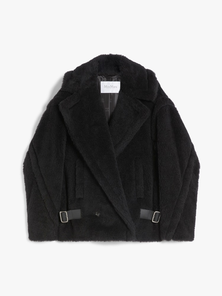 Teddy fabric biker jacket - 黑色 - Marina Rinaldi