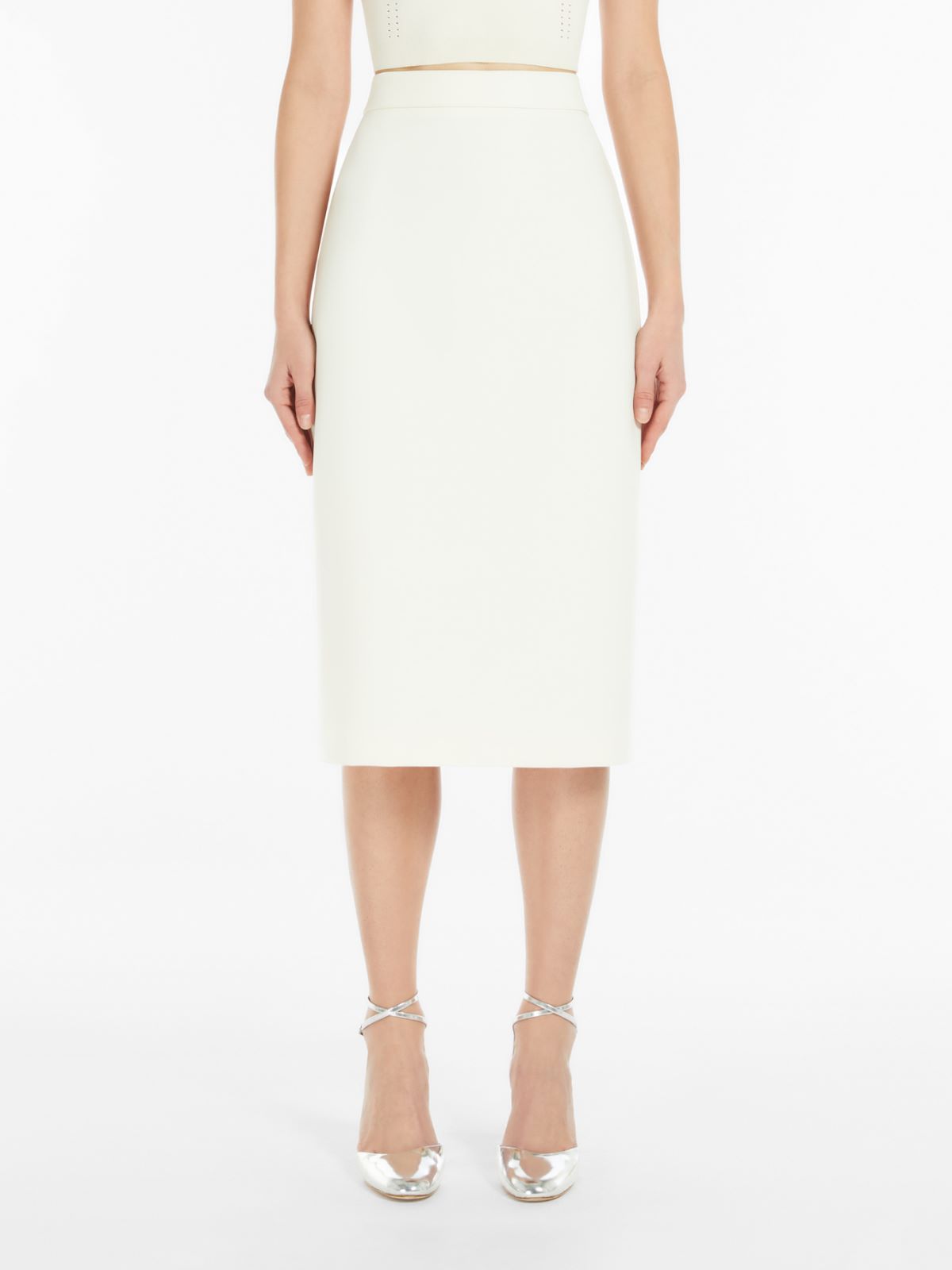 Stretch fabric sheath dress - 香草色 - Marina Rinaldi - 2