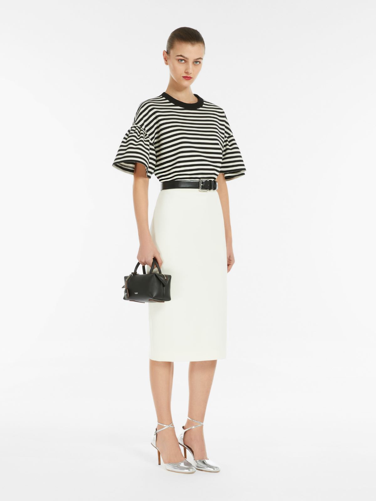 Stretch fabric sheath dress - 香草色 - Marina Rinaldi