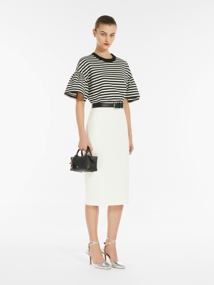 Stretch fabric sheath dress - 香草色 - Marina Rinaldi