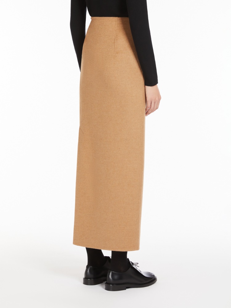 Straight skirt in lightweight camel hair - 驼色 - Marina Rinaldi - 3