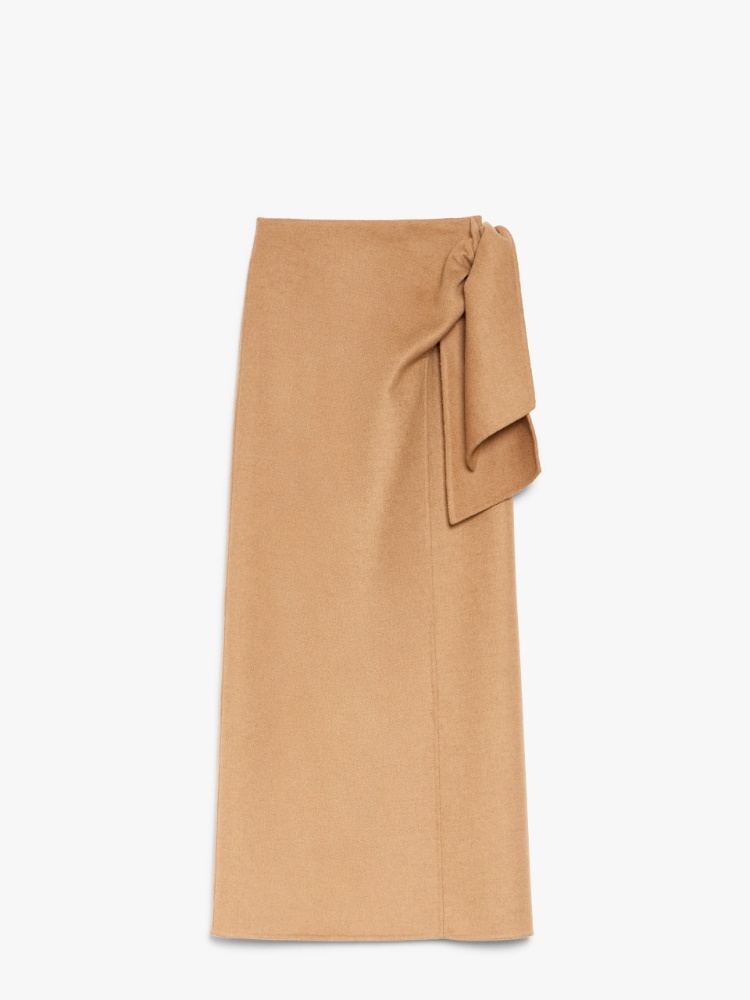 Straight skirt in lightweight camel hair - 驼色 - Marina Rinaldi