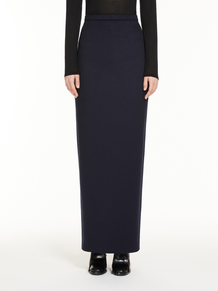 Camel hair pencil skirt - 蓝色 - Marina Rinaldi - 2