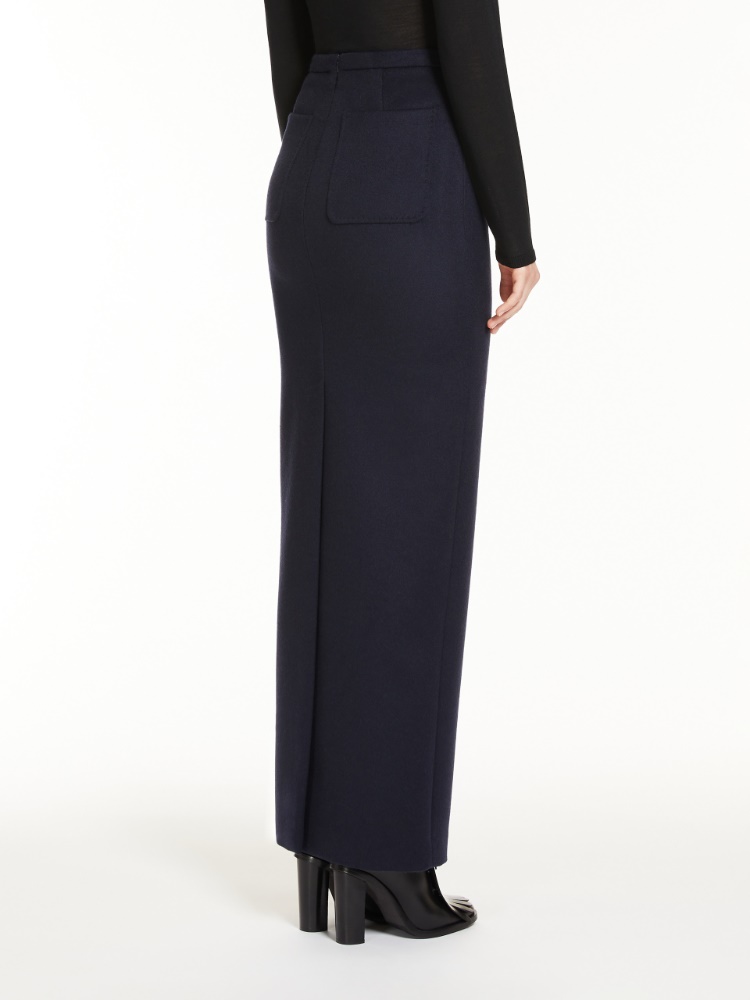 Camel hair pencil skirt - 蓝色 - Marina Rinaldi - 3