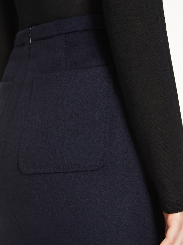 Camel hair pencil skirt - 蓝色 - Marina Rinaldi - 4