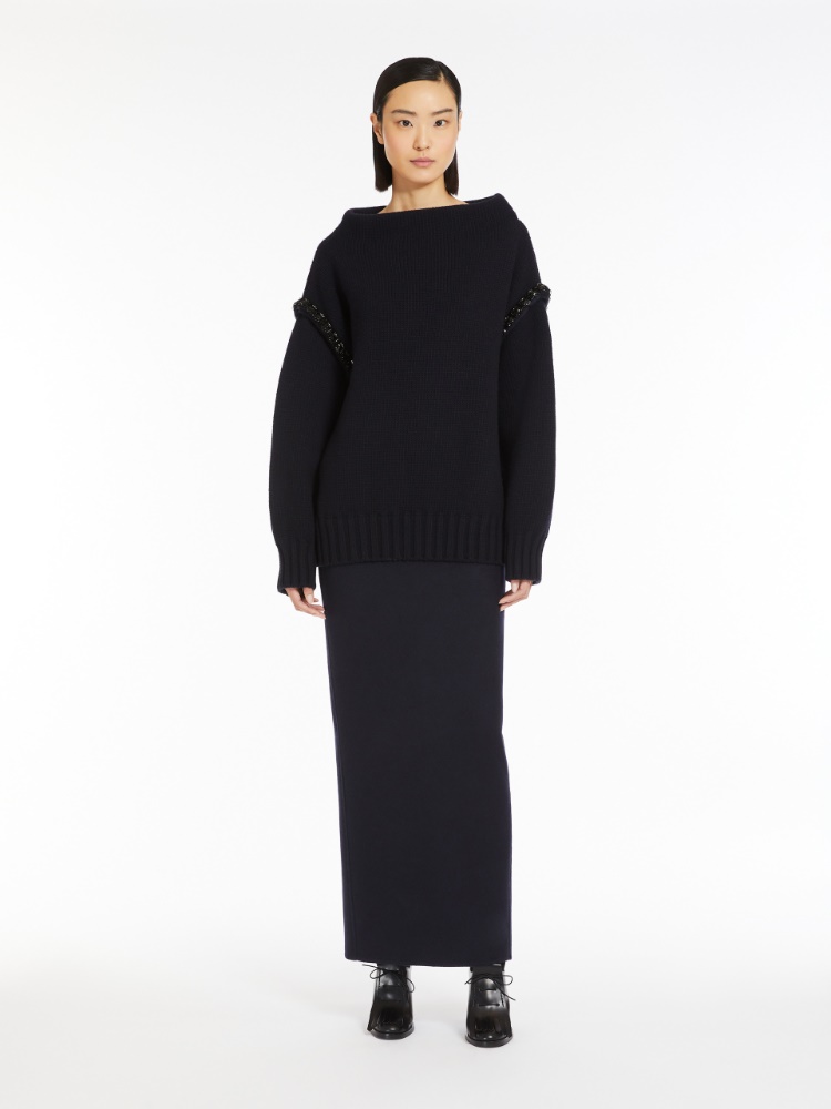 Camel hair pencil skirt - 蓝色 - Marina Rinaldi - 2
