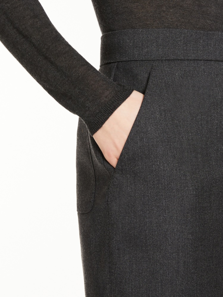 Gabardine wool mini-skirt - 深灰色 - Marina Rinaldi - 4