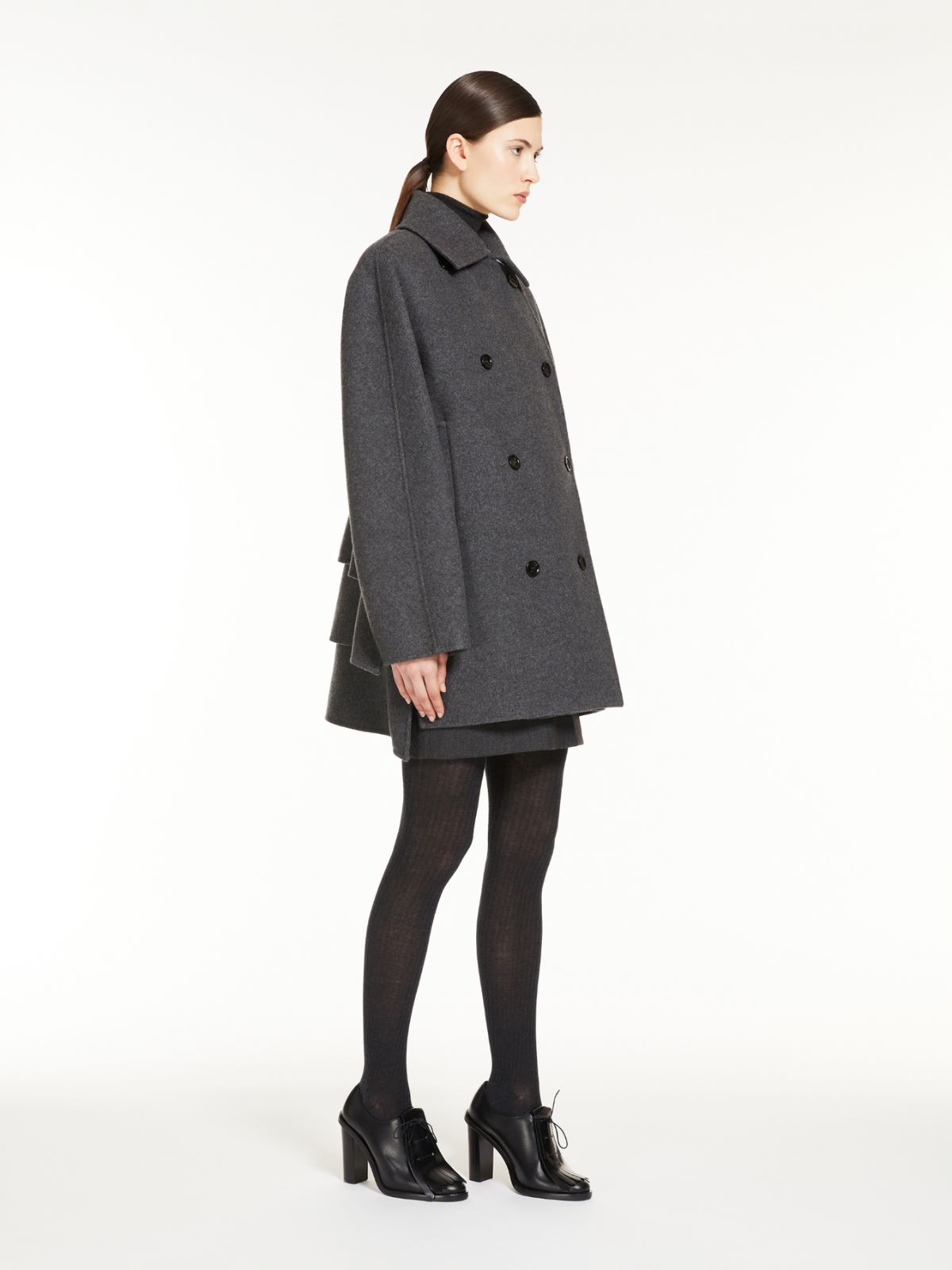 Gabardine wool mini-skirt - 深灰色 - Marina Rinaldi