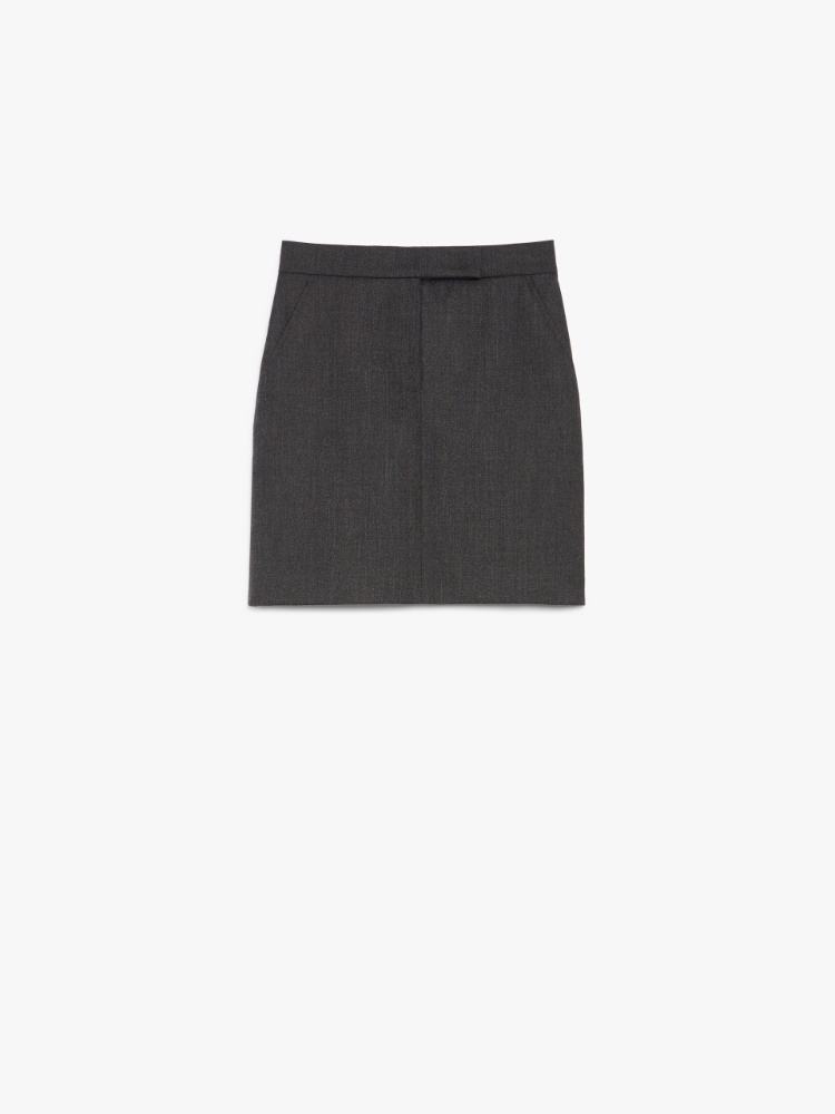 Gabardine wool mini-skirt - 深灰色 - Marina Rinaldi