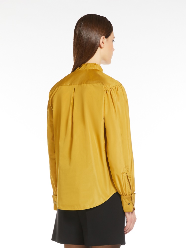 Silk blend taffeta shirt - 芥末色 - Marina Rinaldi - 3