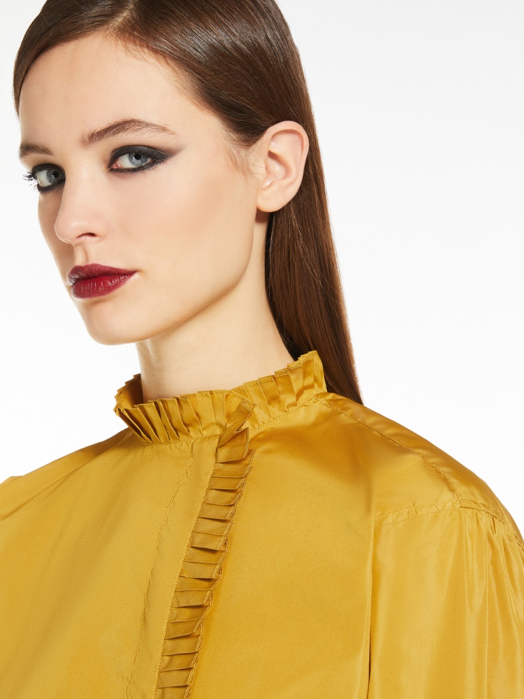 Silk blend taffeta shirt - 芥末色 - Marina Rinaldi - 4