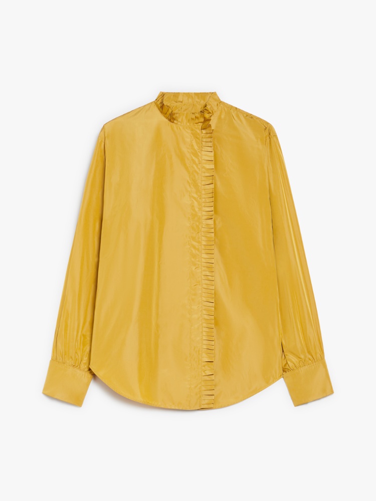 Silk blend taffeta shirt - 芥末色 - Marina Rinaldi - 8