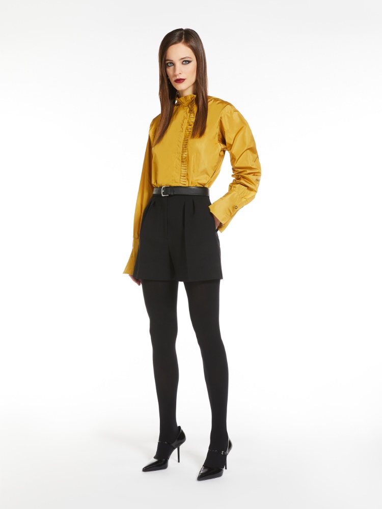 Silk blend taffeta shirt - 芥末色 - Marina Rinaldi - 2
