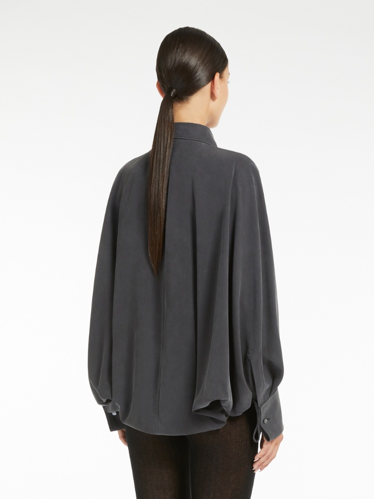 Silk bodysuit shirt - 深灰色 - Marina Rinaldi - 3