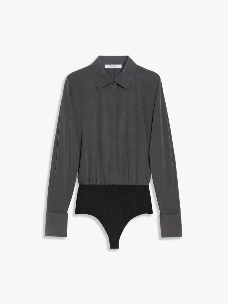 Silk bodysuit shirt - 深灰色 - Marina Rinaldi
