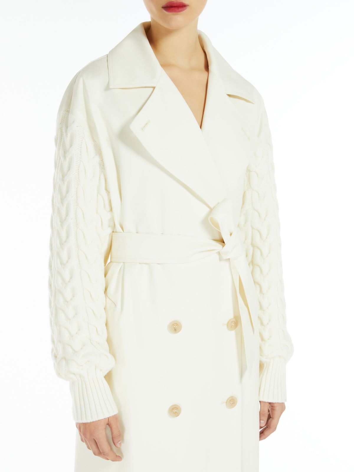 Water-repellent gabardine trench coat - 香草色 - Marina Rinaldi - 4