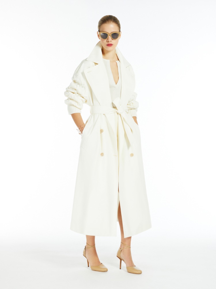 Water-repellent gabardine trench coat - 香草色 - Marina Rinaldi