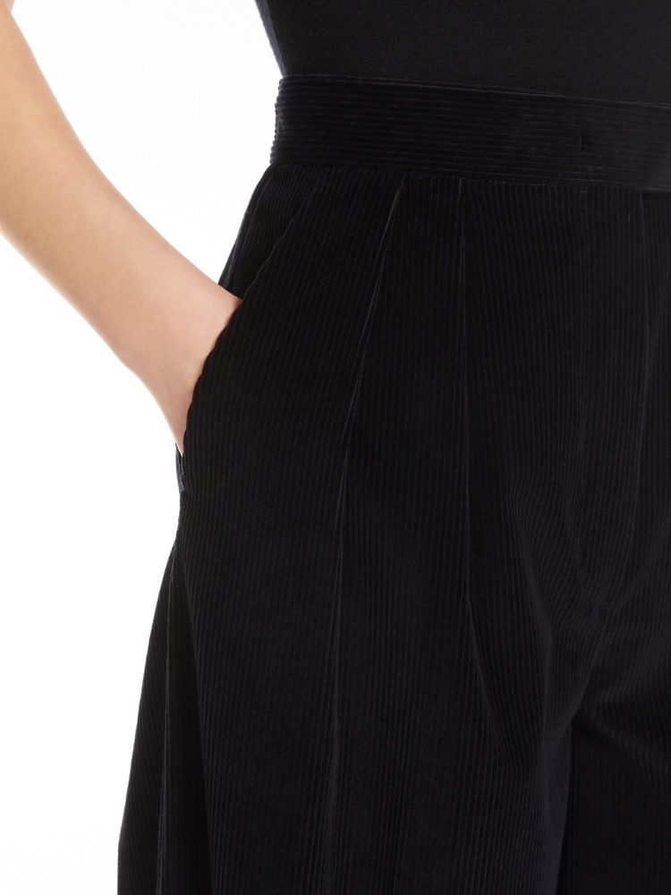 Wide-leg corduroy trousers - 蓝色 - Marina Rinaldi - 4
