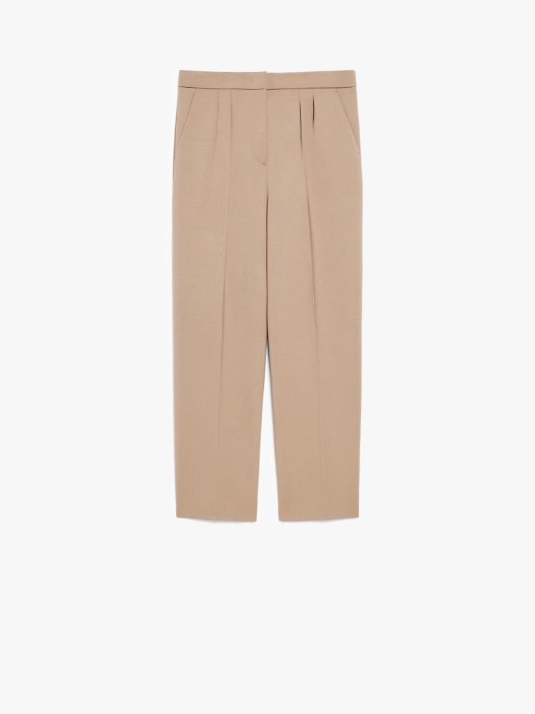 Slim-fit, stretch-wool trousers - 浅棕色 - Marina Rinaldi