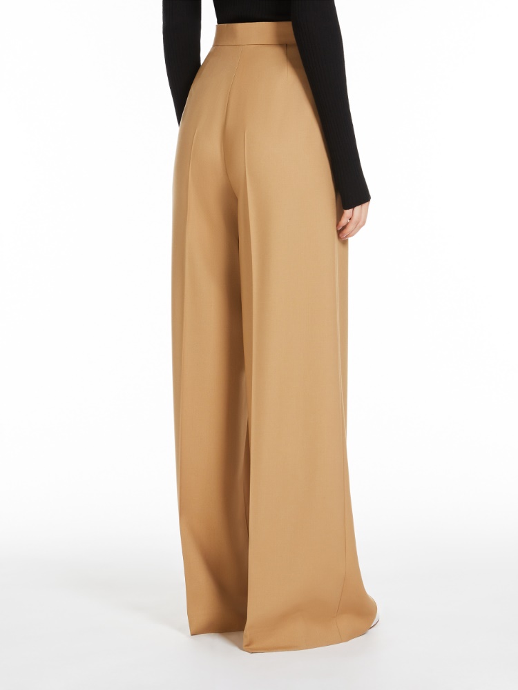 Wide-leg wool trousers - 蜂蜜色 - Marina Rinaldi - 3