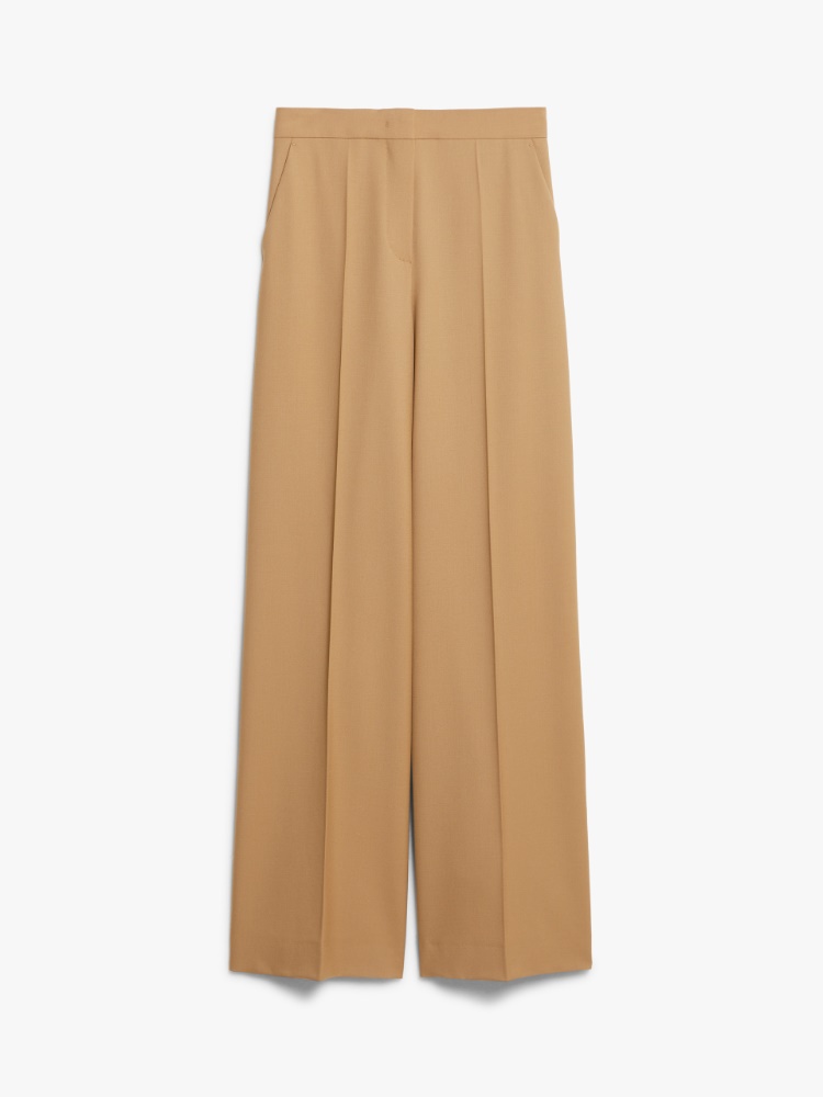 Wide-leg wool trousers - 蜂蜜色 - Marina Rinaldi - 5