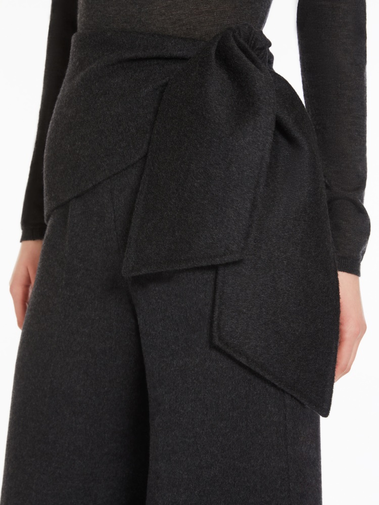 Wide-leg wool felt trousers - 深灰色 - Marina Rinaldi - 4