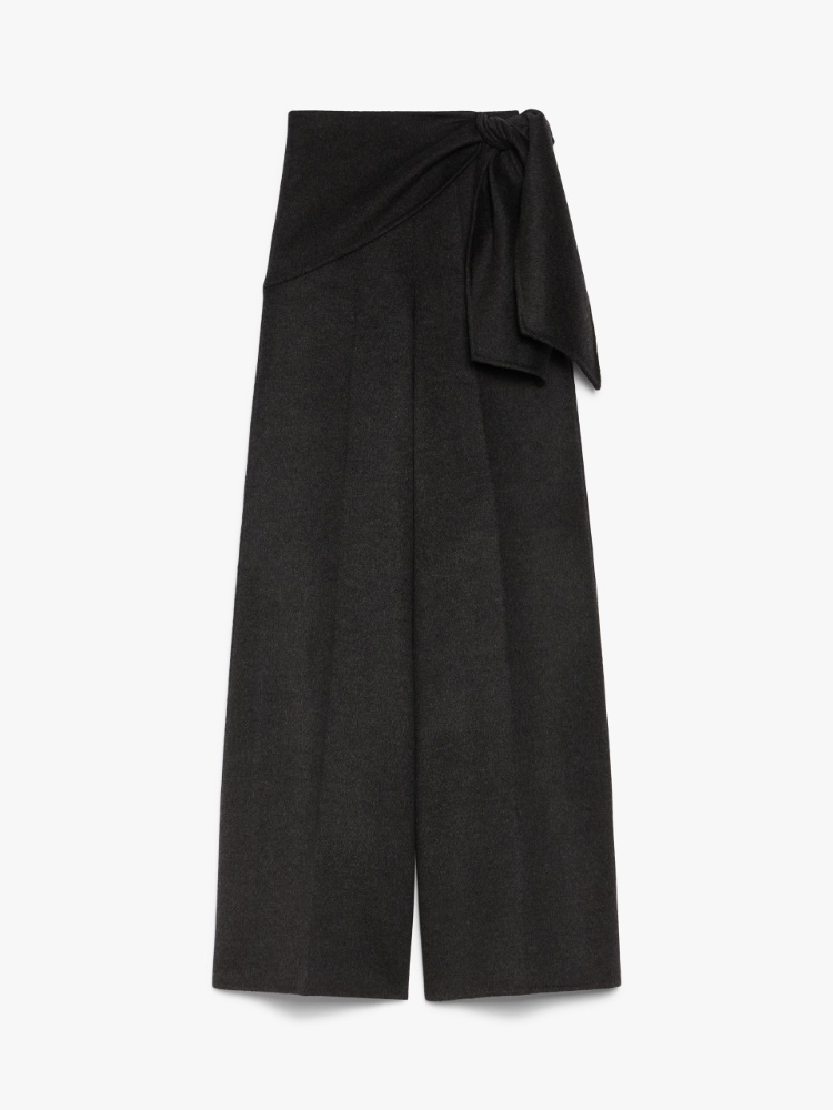 Wide-leg wool felt trousers - 深灰色 - Marina Rinaldi