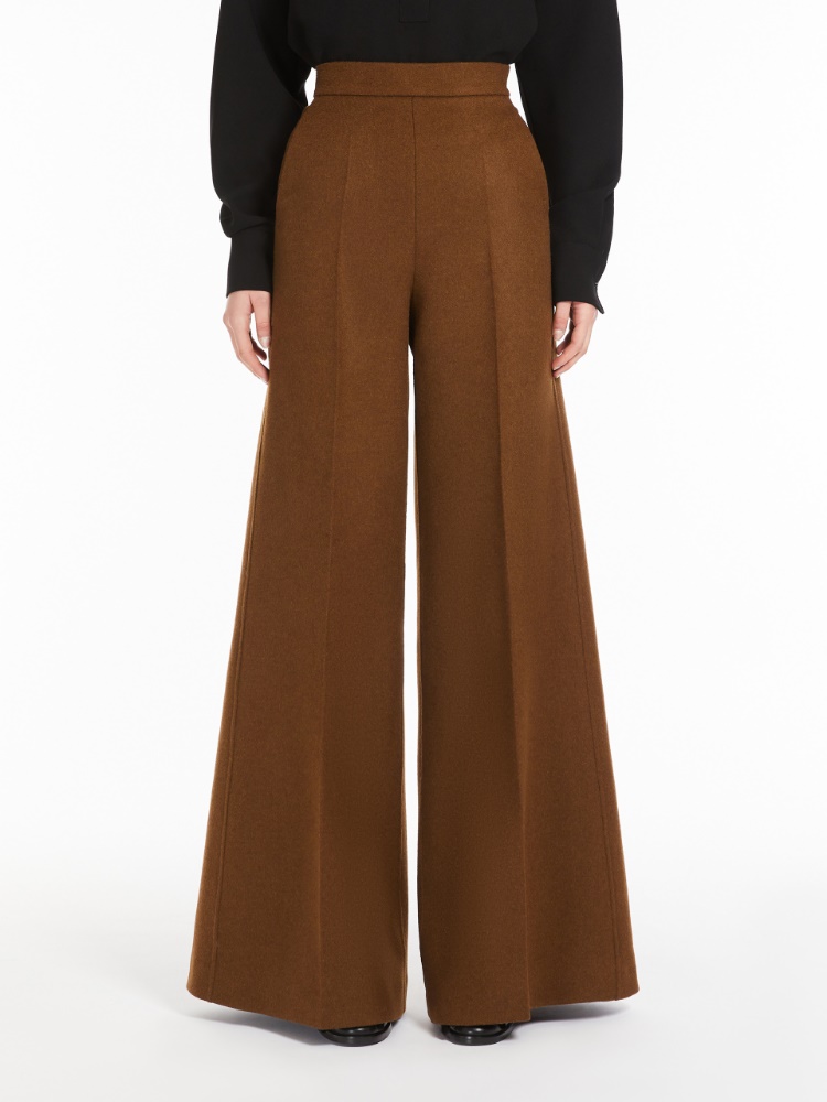 Camel hair palazzo trousers - 褐色 - Marina Rinaldi - 2