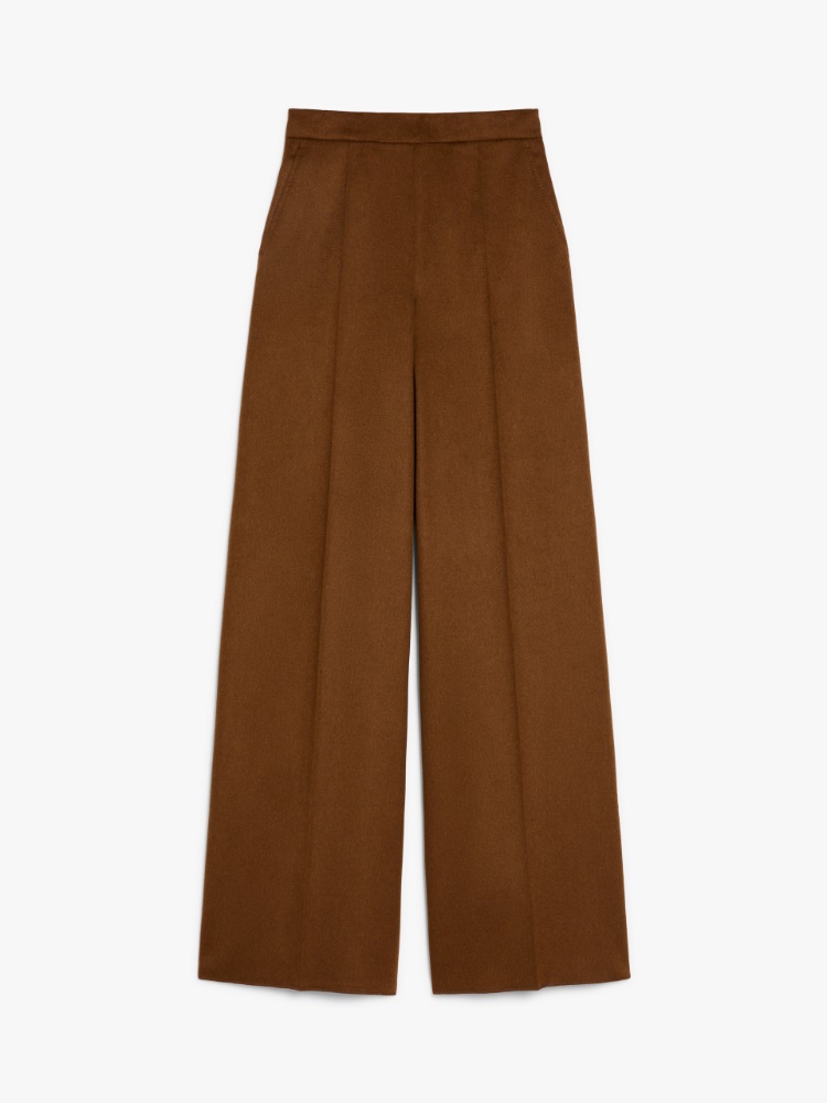 Camel hair palazzo trousers - 褐色 - Marina Rinaldi