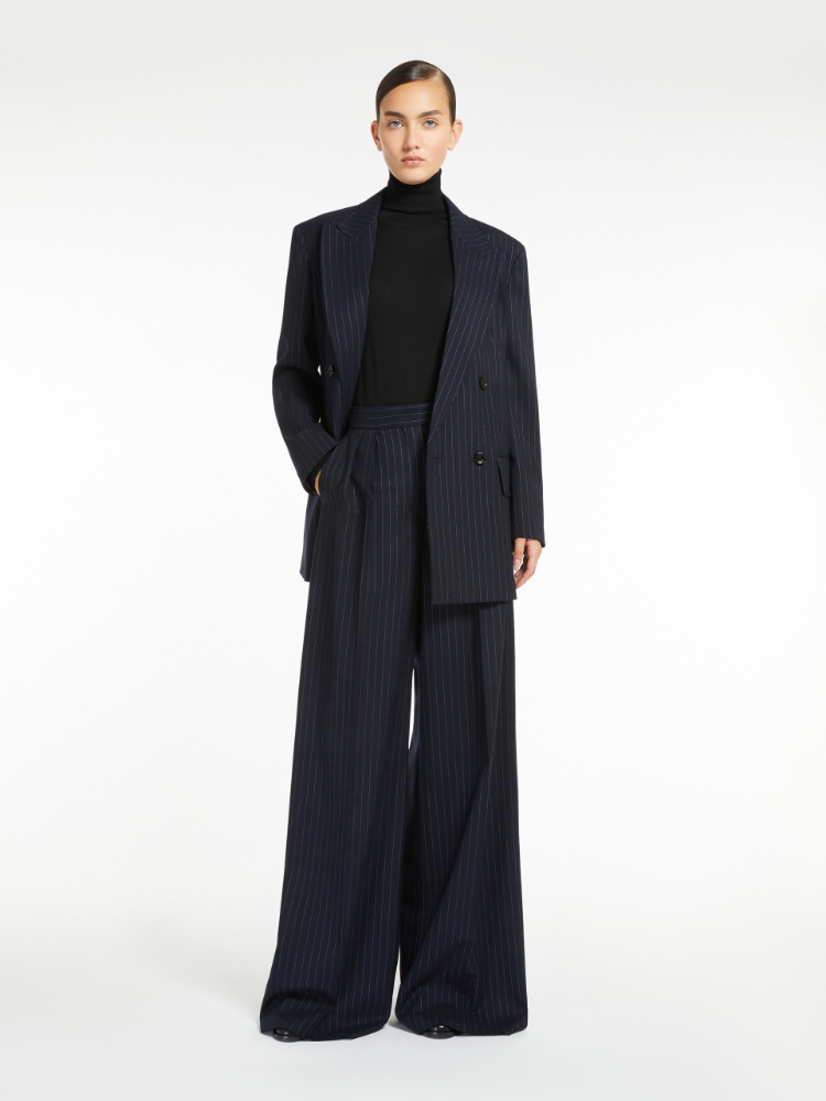 Wool palazzo trousers - 蓝色 - Marina Rinaldi - 2