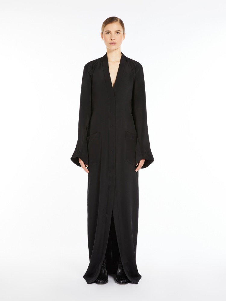 Long silk dress - 黑色 - Marina Rinaldi - 2