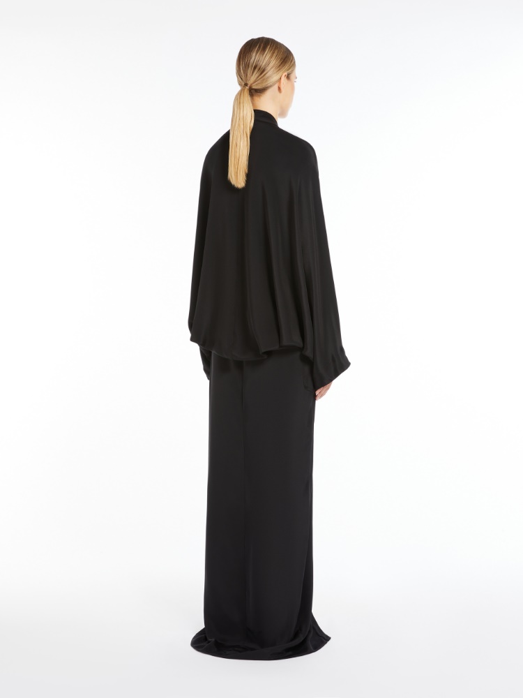 Long silk dress - 黑色 - Marina Rinaldi - 3