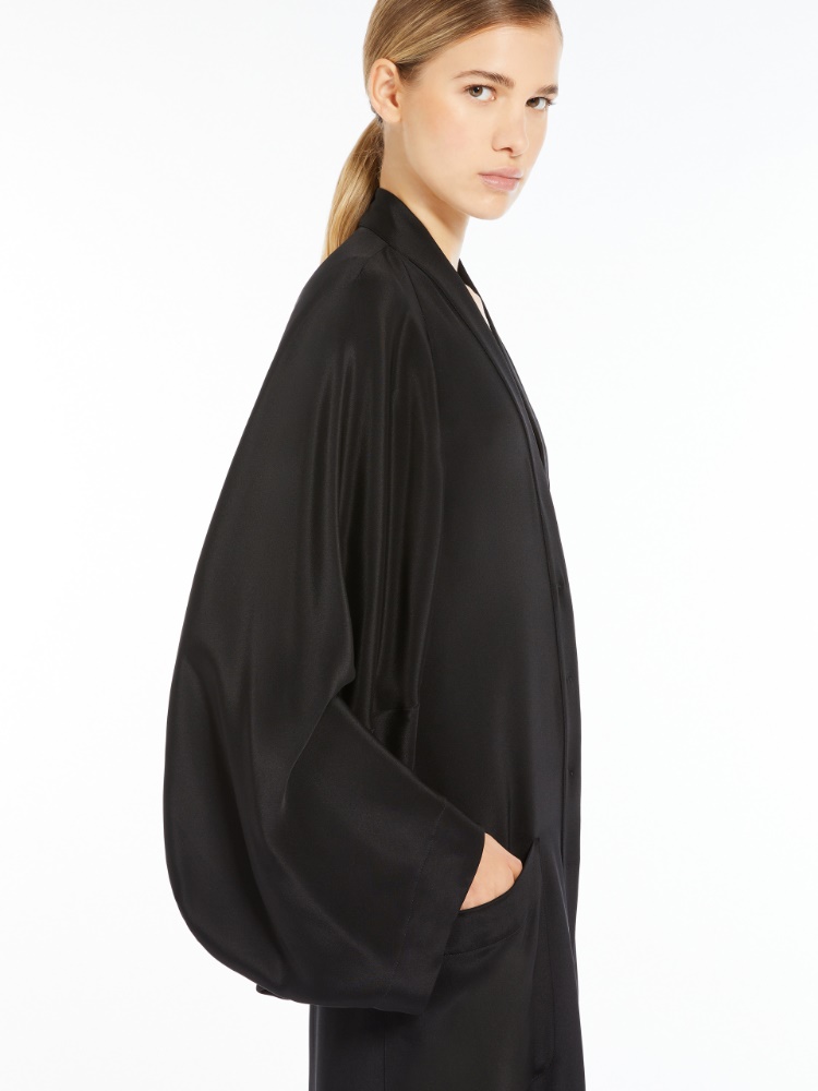 Long silk dress - 黑色 - Marina Rinaldi - 4