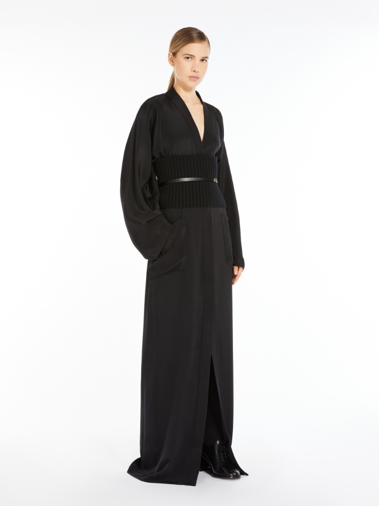 Long silk dress - 黑色 - Marina Rinaldi - 2