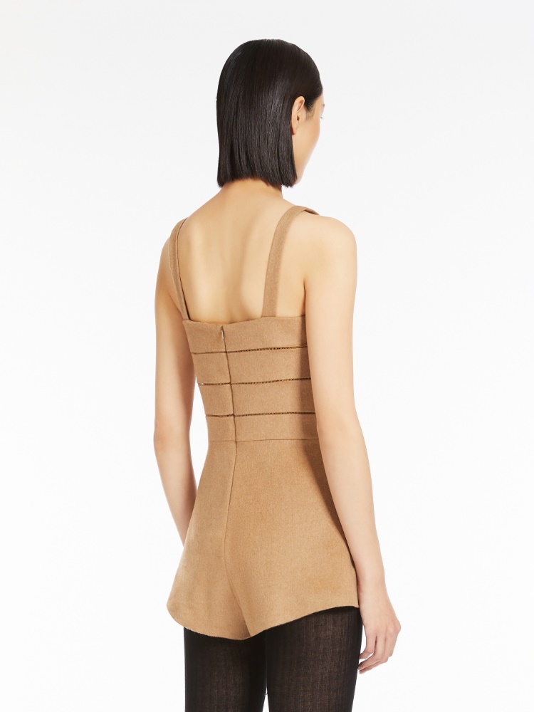 Camel hair playsuit - 驼色 - Marina Rinaldi - 3