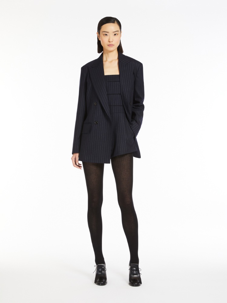 Pinstripe wool playsuit - 蓝色 - Marina Rinaldi - 2