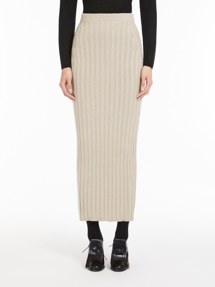 Wool and cashmere knit skirt - 米色 - Marina Rinaldi - 2