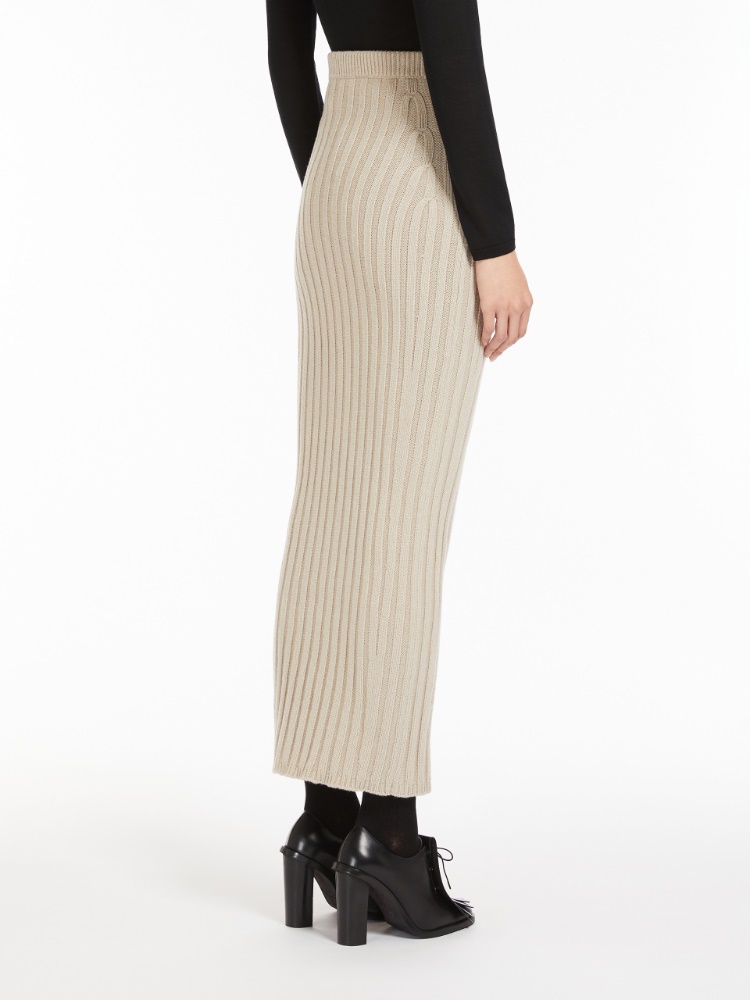 Wool and cashmere knit skirt - 米色 - Marina Rinaldi - 3