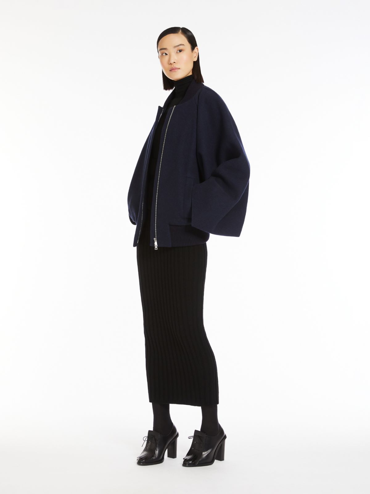Wool and cashmere knit skirt - 黑色 - Marina Rinaldi