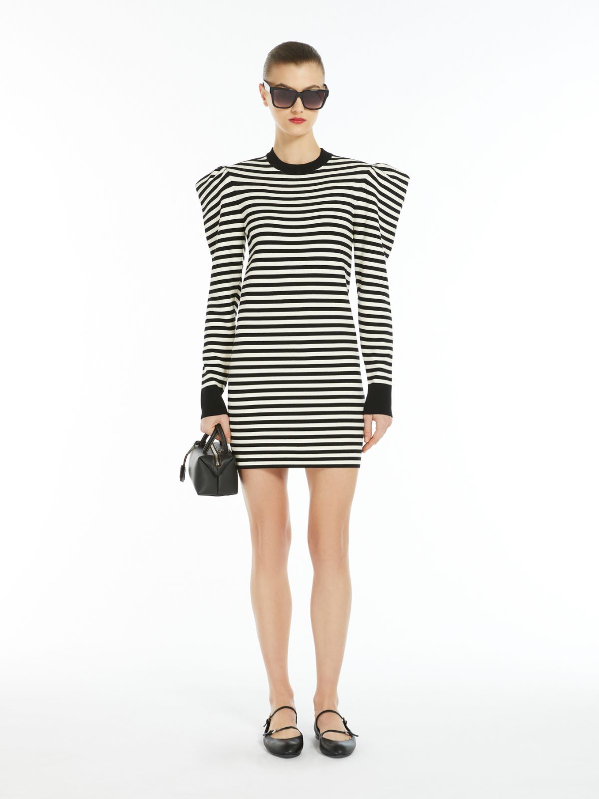 Short knit dress - 黑色 - Marina Rinaldi