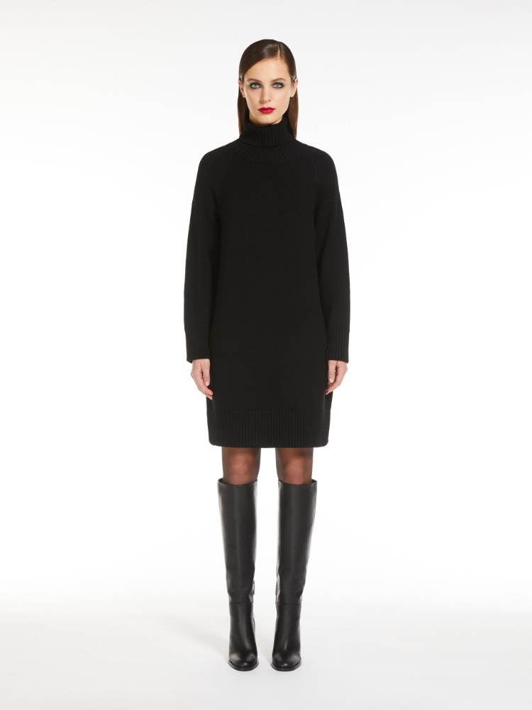 Wool turtleneck dress - 黑色 - Marina Rinaldi - 2