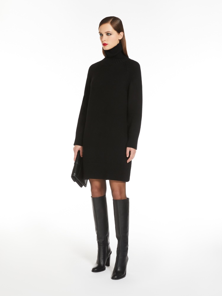 Wool turtleneck dress - 黑色 - Marina Rinaldi - 2