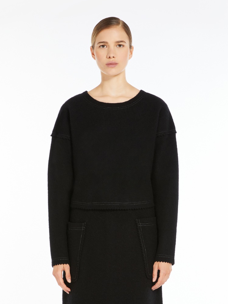 Wool and cashmere cropped jumper - 黑色 - Marina Rinaldi - 2