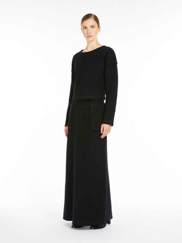 Wool and cashmere cropped jumper - 黑色 - Marina Rinaldi - 2