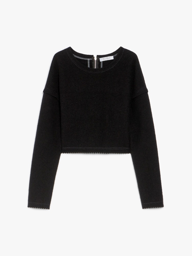 Wool and cashmere cropped jumper - 黑色 - Marina Rinaldi