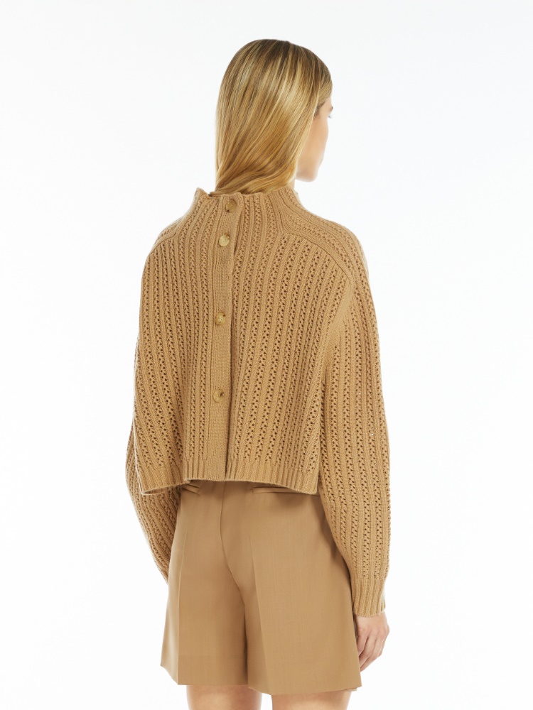 Wool and cashmere cropped jumper - 驼色 - Marina Rinaldi - 3