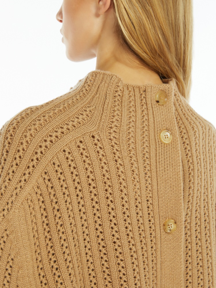 Wool and cashmere cropped jumper - 驼色 - Marina Rinaldi - 4